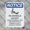 Signmission No Animals Except OSHA Notice Sign, Plastic, 7in W x 10in L, 2PK OS-2PACK-NS-P-710-V-14378 - alternate 3